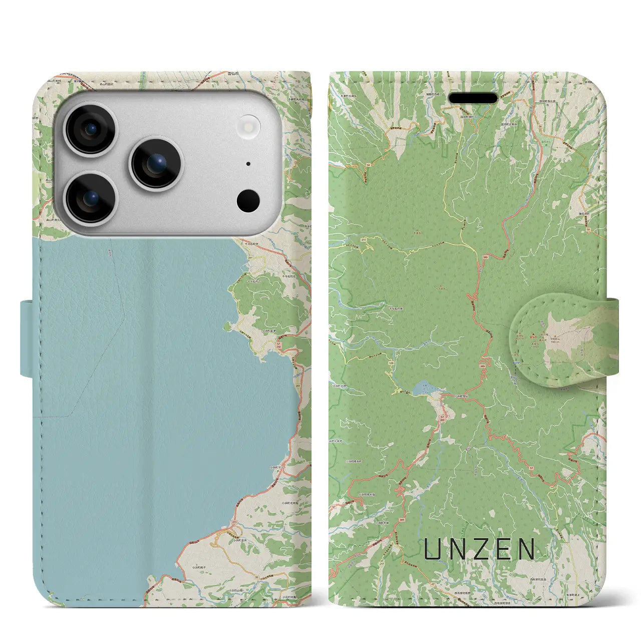 【雲仙（長崎県）】地図柄iPhoneケース（手帳タイプ）