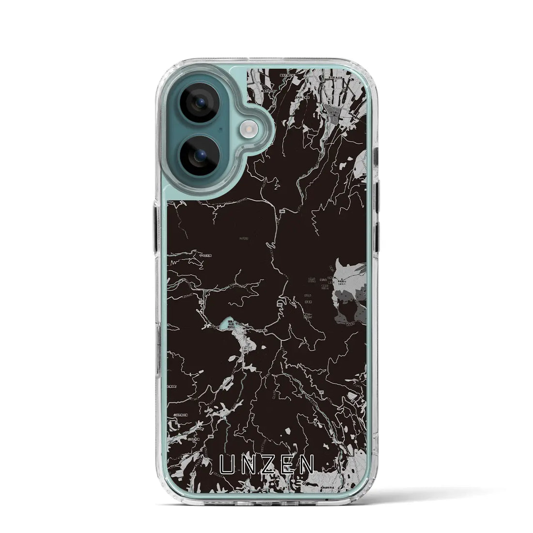 【雲仙（長崎県）】地図柄iPhoneケース（MagSafeタイプ）モノトーン・iPhone 16 Pro 用
