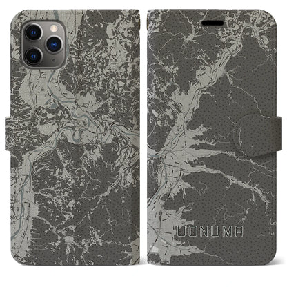 【魚沼（新潟県）】地図柄iPhoneケース（手帳タイプ）モノトーン・iPhone 11 Pro Max 用