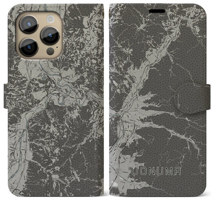【魚沼（新潟県）】地図柄iPhoneケース（手帳タイプ）モノトーン・iPhone 14 Pro Max 用