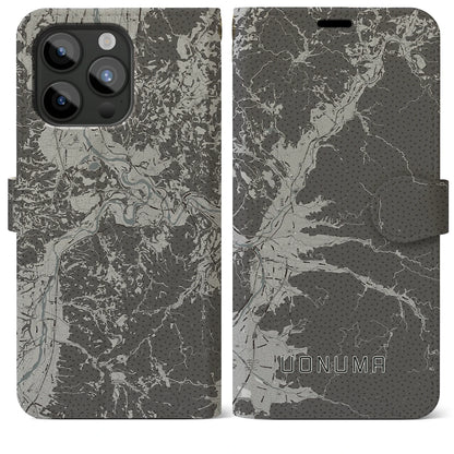 【魚沼（新潟県）】地図柄iPhoneケース（手帳タイプ）モノトーン・iPhone 15 Pro Max 用