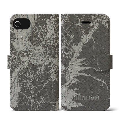 【魚沼（新潟県）】地図柄iPhoneケース（手帳タイプ）モノトーン・iPhone SE（第3 / 第2世代） / 8 / 7 / 6s / 6 用