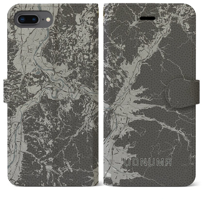 【魚沼（新潟県）】地図柄iPhoneケース（手帳タイプ）モノトーン・iPhone 8Plus /7Plus / 6sPlus / 6Plus 用