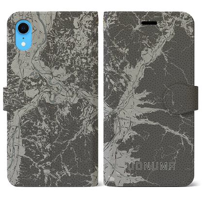 【魚沼（新潟県）】地図柄iPhoneケース（手帳タイプ）モノトーン・iPhone XR 用