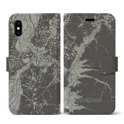 【魚沼（新潟県）】地図柄iPhoneケース（手帳タイプ）モノトーン・iPhone XS / X 用