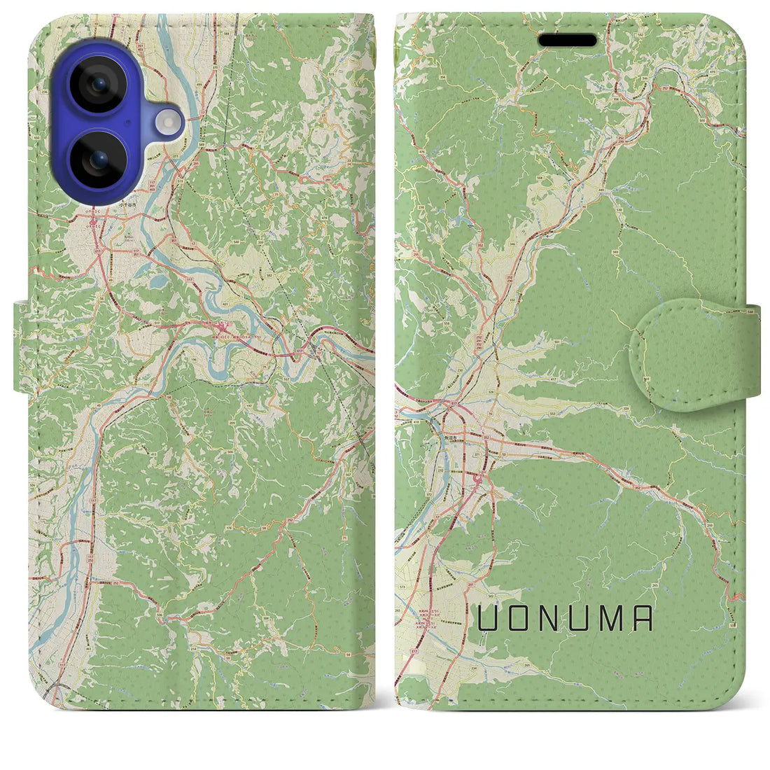 【魚沼（新潟県）】地図柄iPhoneケース（手帳タイプ）ナチュラル・iPhone 16 Pro Max 用