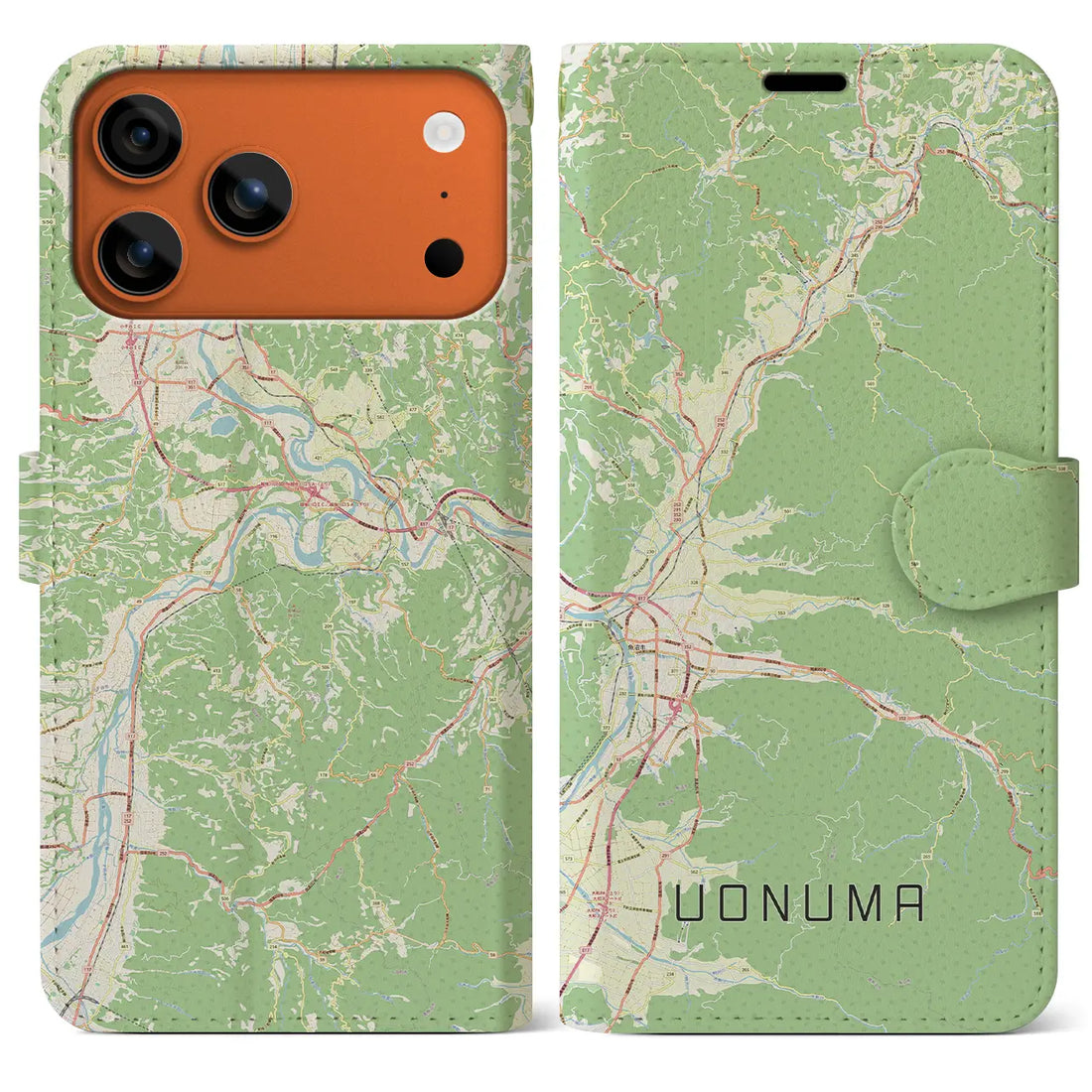 【魚沼(新潟県)】地図柄iPhoneケース(手帳タイプ)モノトーン・iPhone 17 Pro Max 用