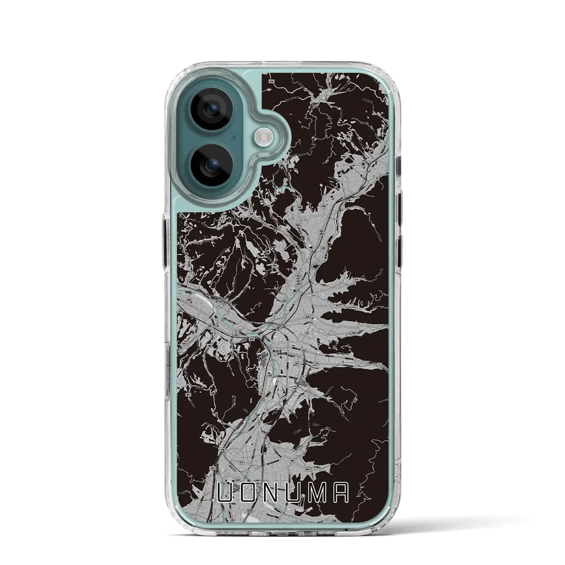 【魚沼（新潟県）】地図柄iPhoneケース（MagSafeタイプ）モノトーン・iPhone 16 Pro 用