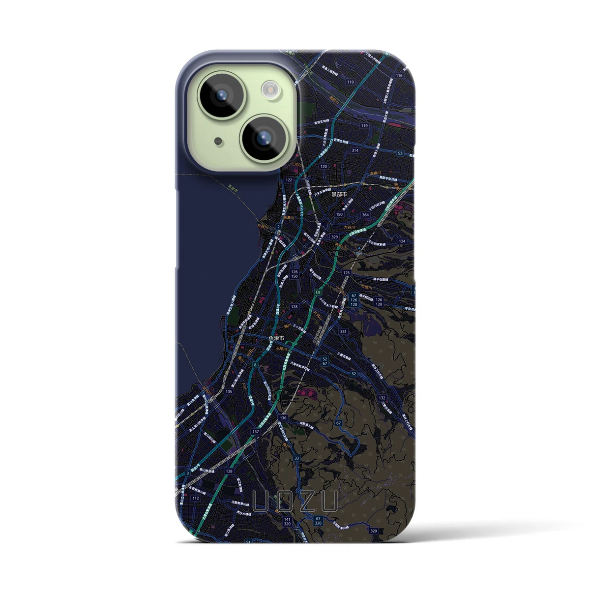 【魚津（富山県）】地図柄iPhoneケース（バックカバータイプ）