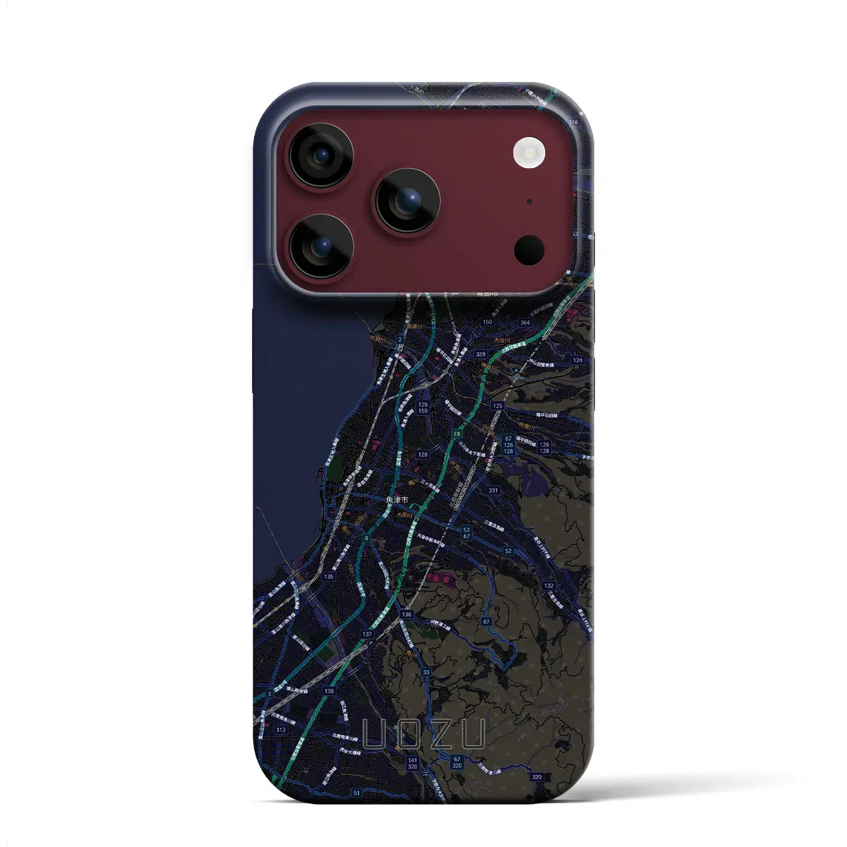 【魚津（富山県）】地図柄iPhoneケース（バックカバータイプ）