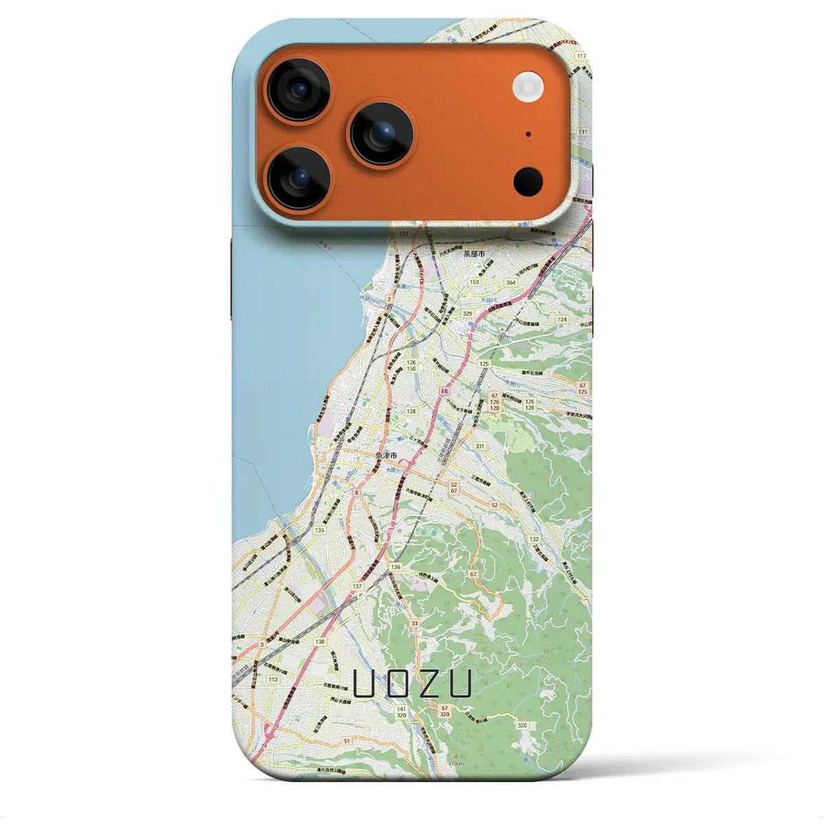 【魚津（富山県）】地図柄iPhoneケース（バックカバータイプ）ナチュラル・iPhone 17 Pro Max 用