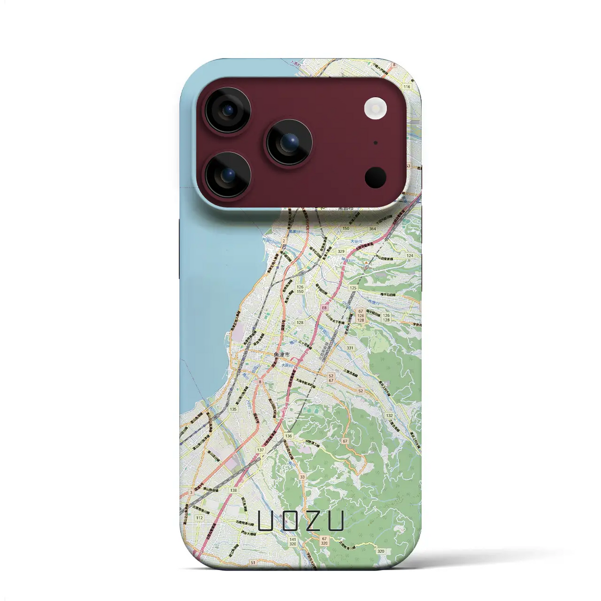 【魚津（富山県）】地図柄iPhoneケース（バックカバータイプ）ブラック・iPhone 17 Pro Max 用