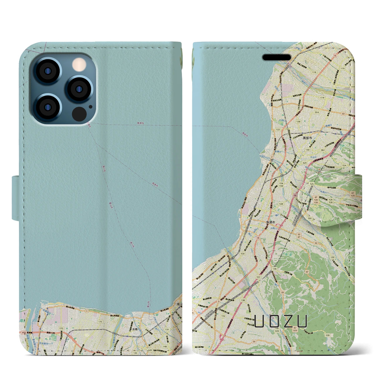 【魚津（富山県）】地図柄iPhoneケース（手帳タイプ）
