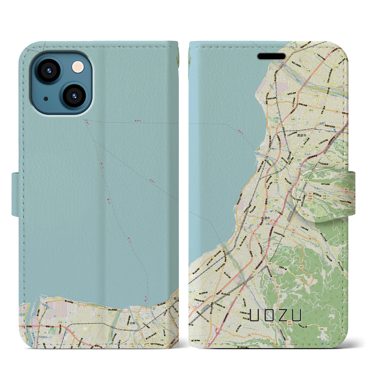 【魚津（富山県）】地図柄iPhoneケース（手帳タイプ）