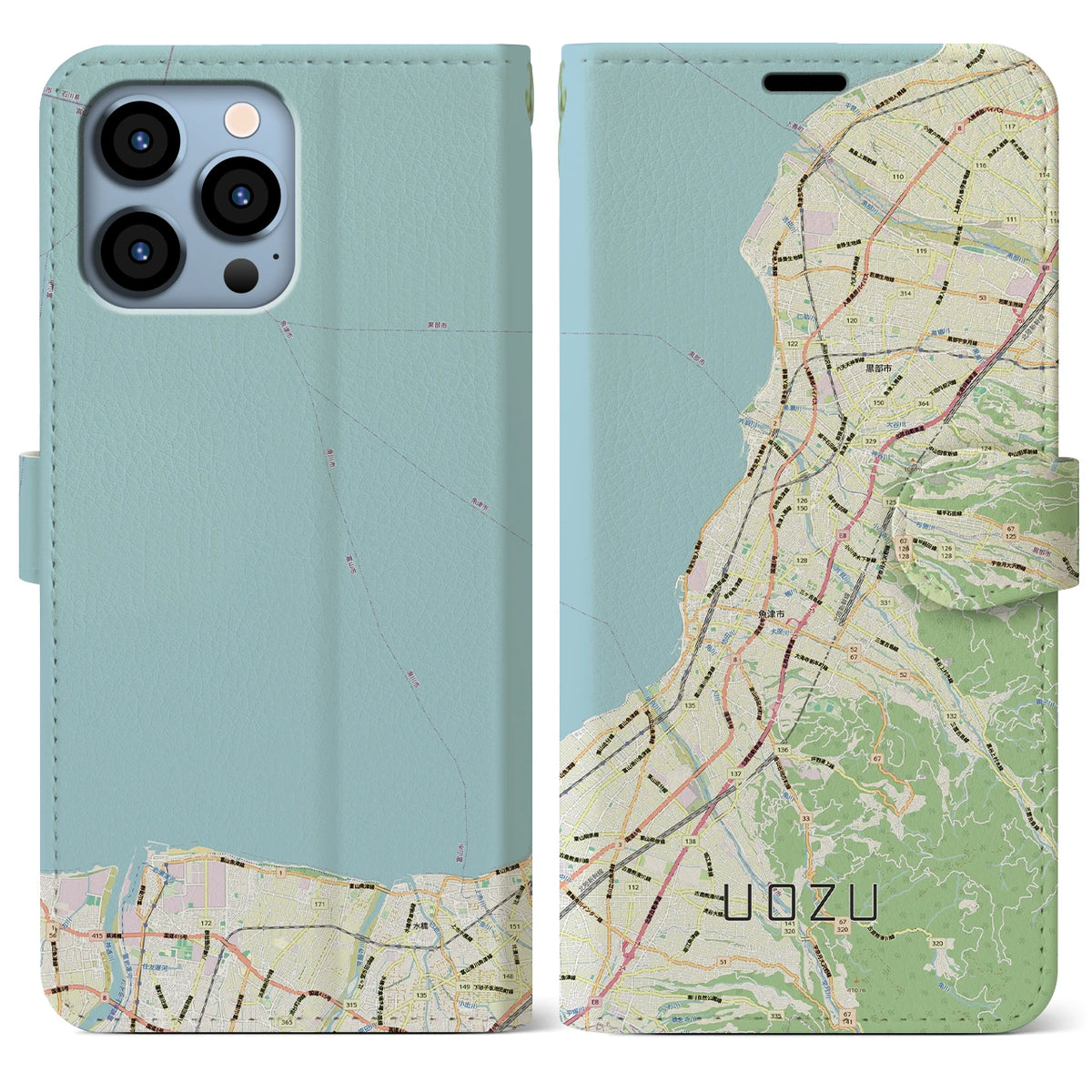 【魚津（富山県）】地図柄iPhoneケース（手帳タイプ）