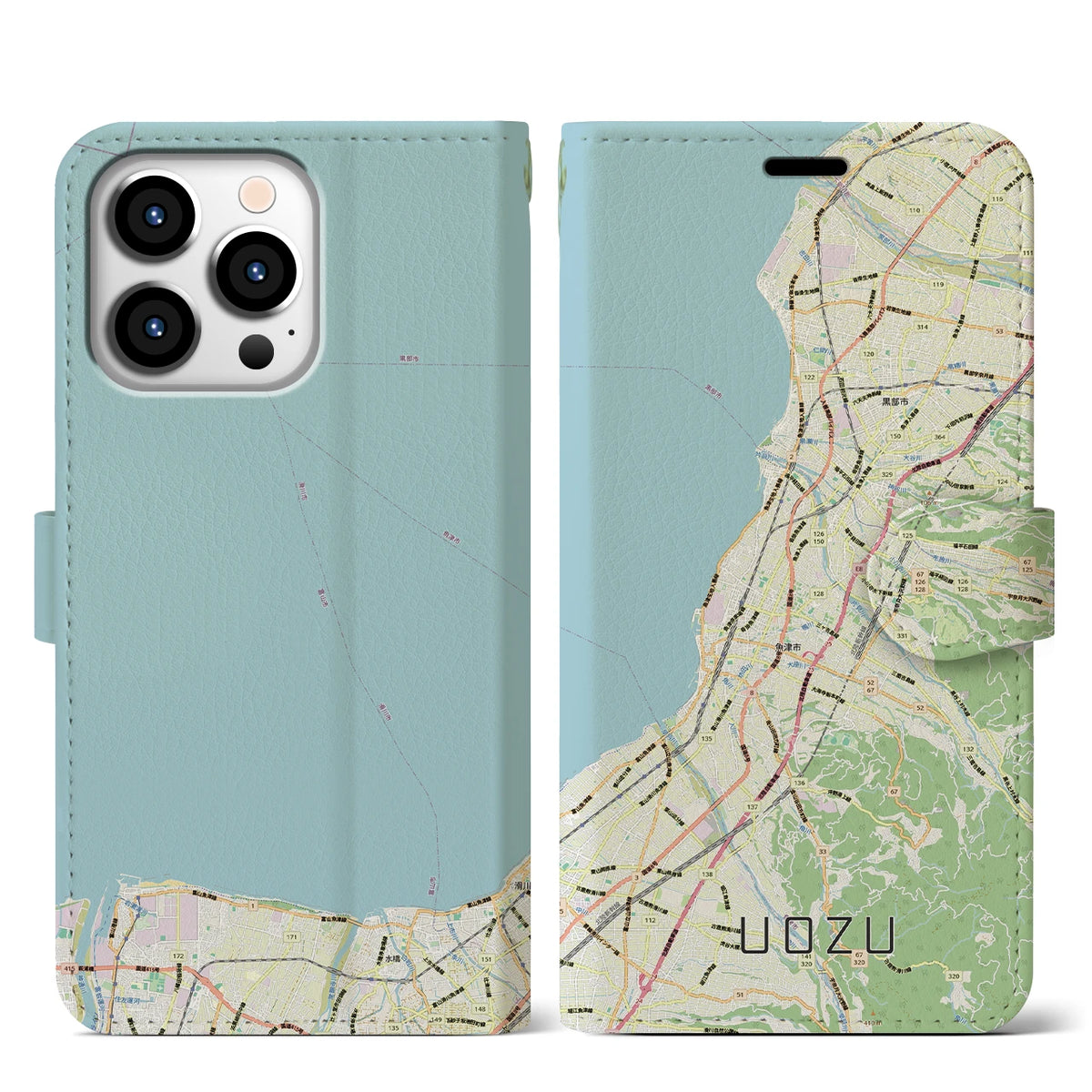 【魚津（富山県）】地図柄iPhoneケース（手帳タイプ）