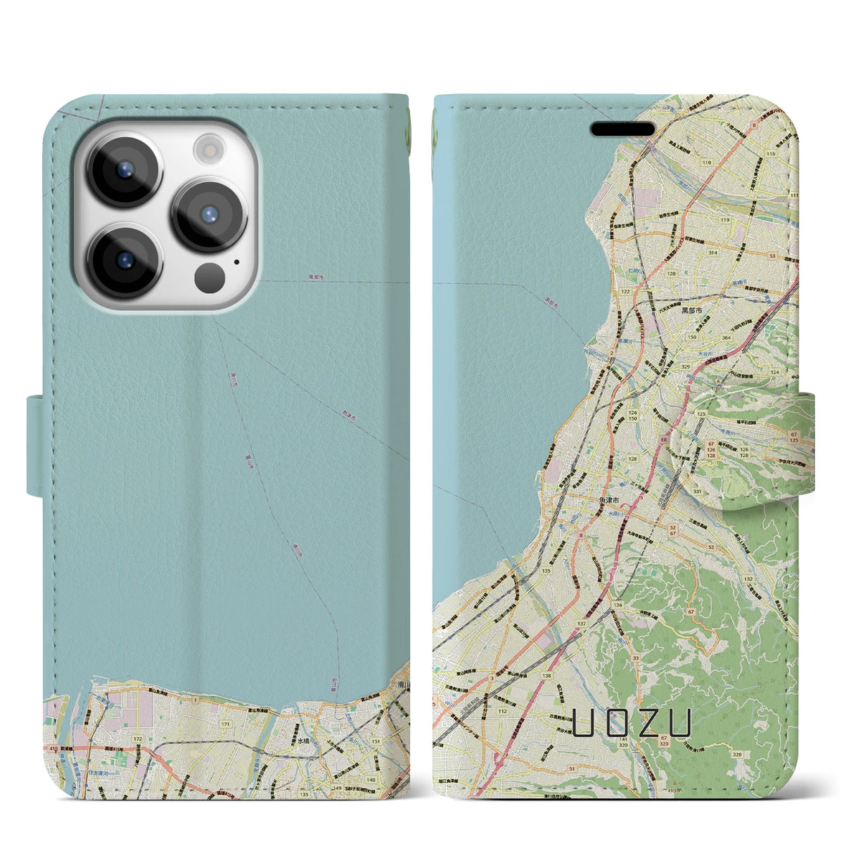 【魚津（富山県）】地図柄iPhoneケース（手帳タイプ）