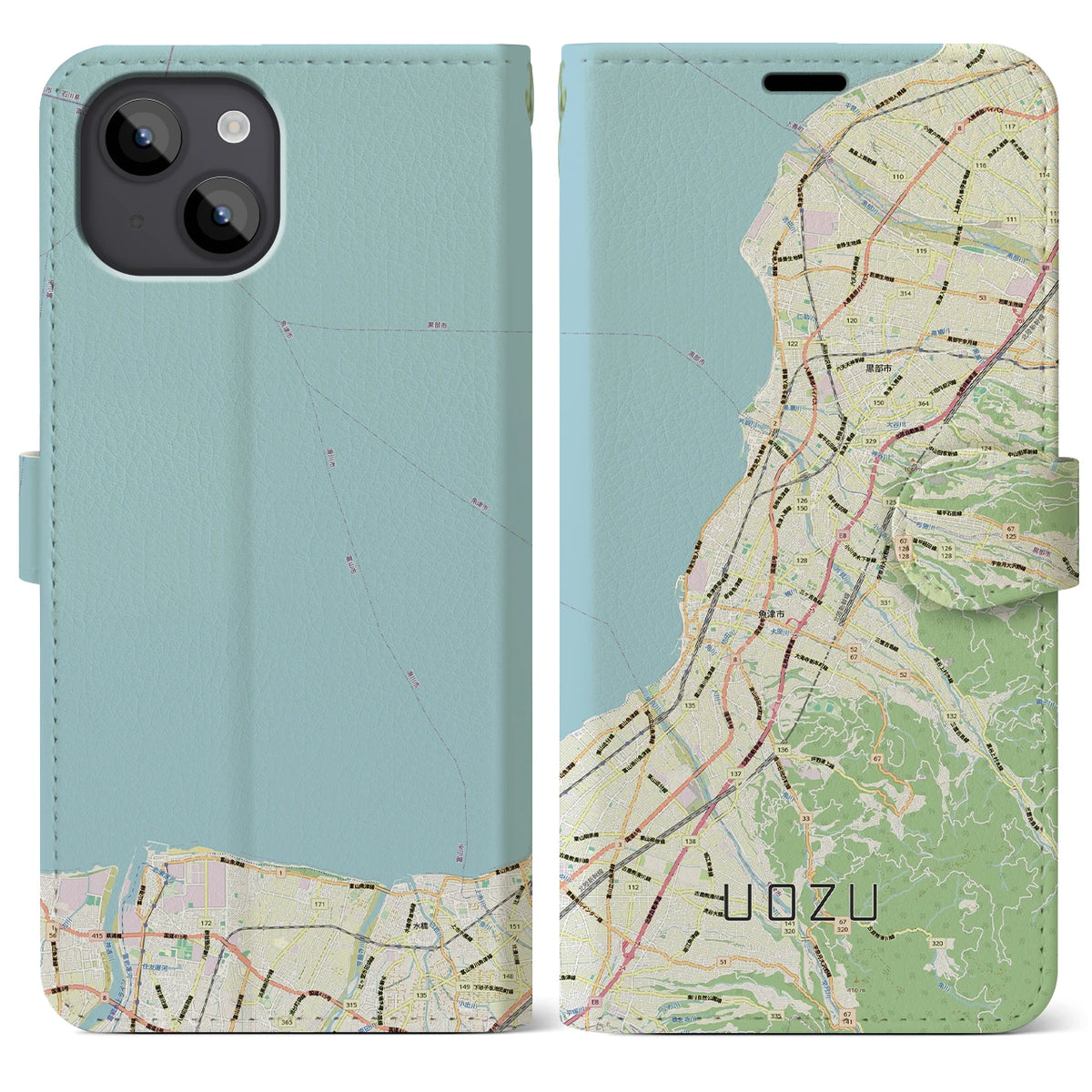 【魚津（富山県）】地図柄iPhoneケース（手帳タイプ）