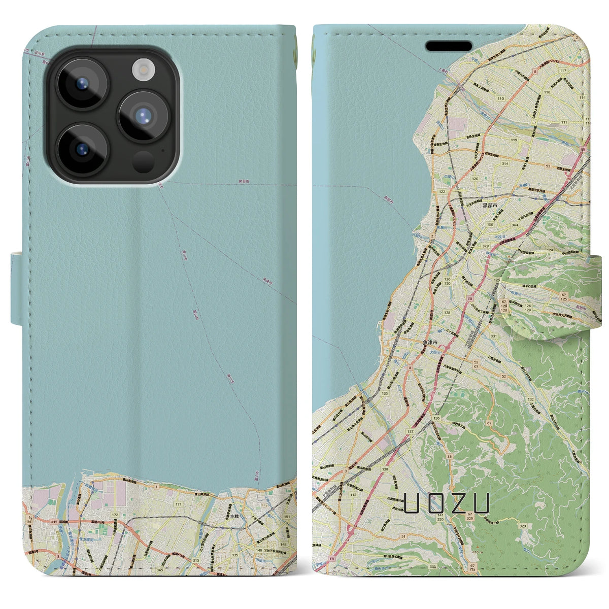 【魚津（富山県）】地図柄iPhoneケース（手帳タイプ）