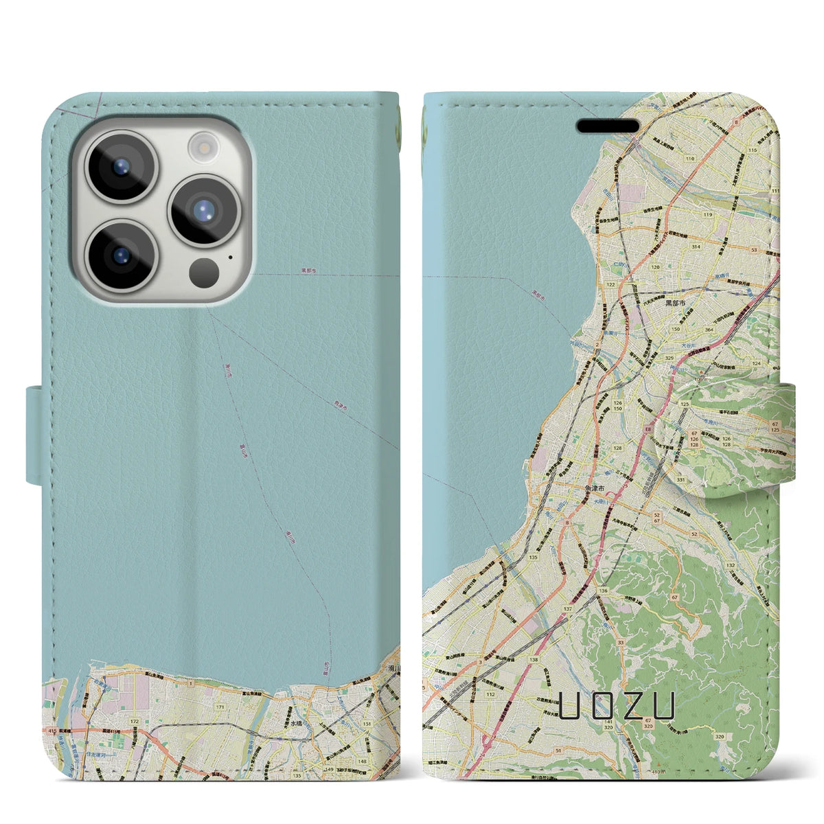 【魚津（富山県）】地図柄iPhoneケース（手帳タイプ）