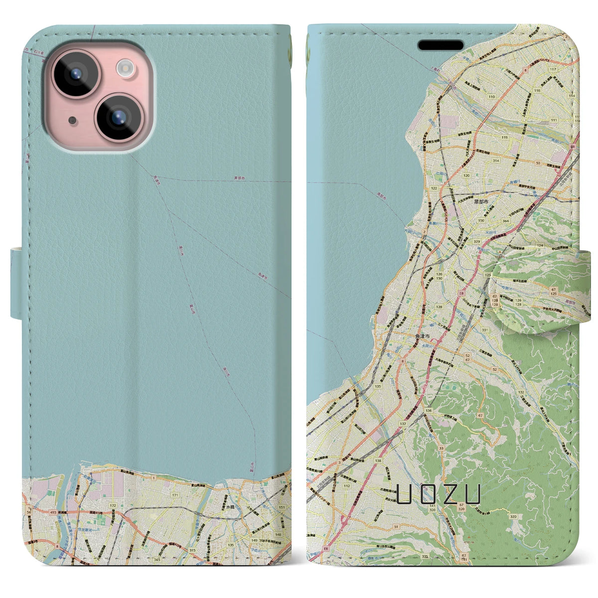 【魚津（富山県）】地図柄iPhoneケース（手帳タイプ）