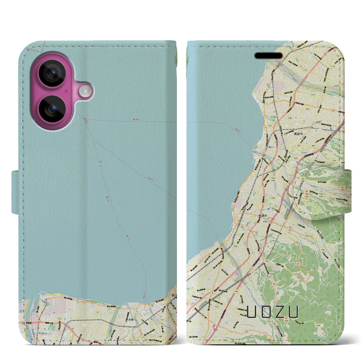 【魚津（富山県）】地図柄iPhoneケース（手帳タイプ）