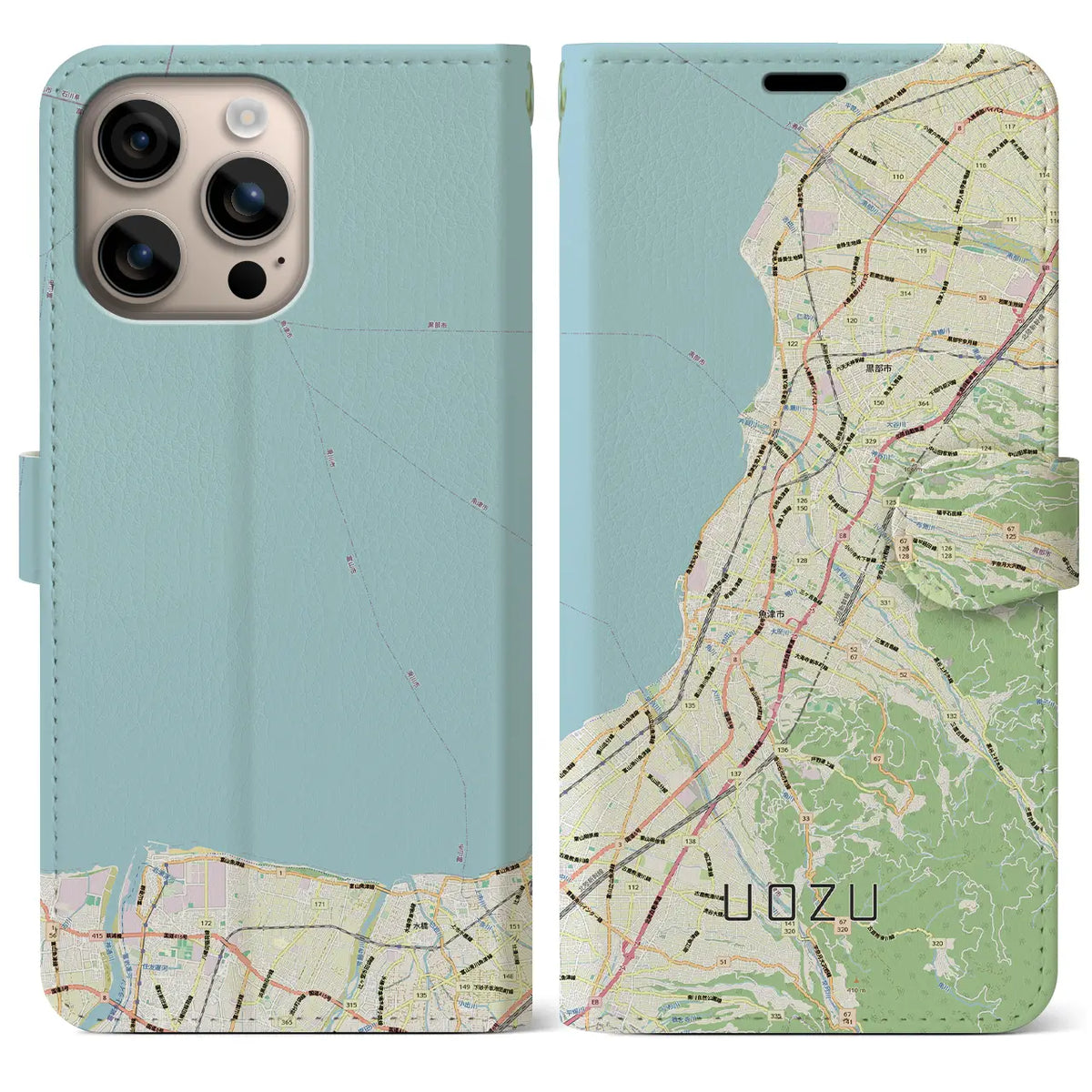 【魚津（富山県）】地図柄iPhoneケース（手帳タイプ）