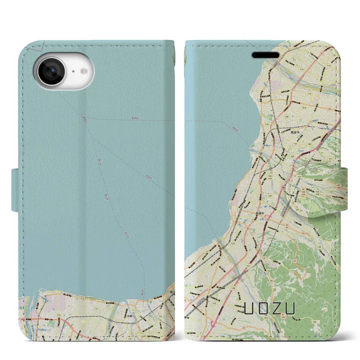【魚津（富山県）】地図柄iPhoneケース（手帳タイプ）