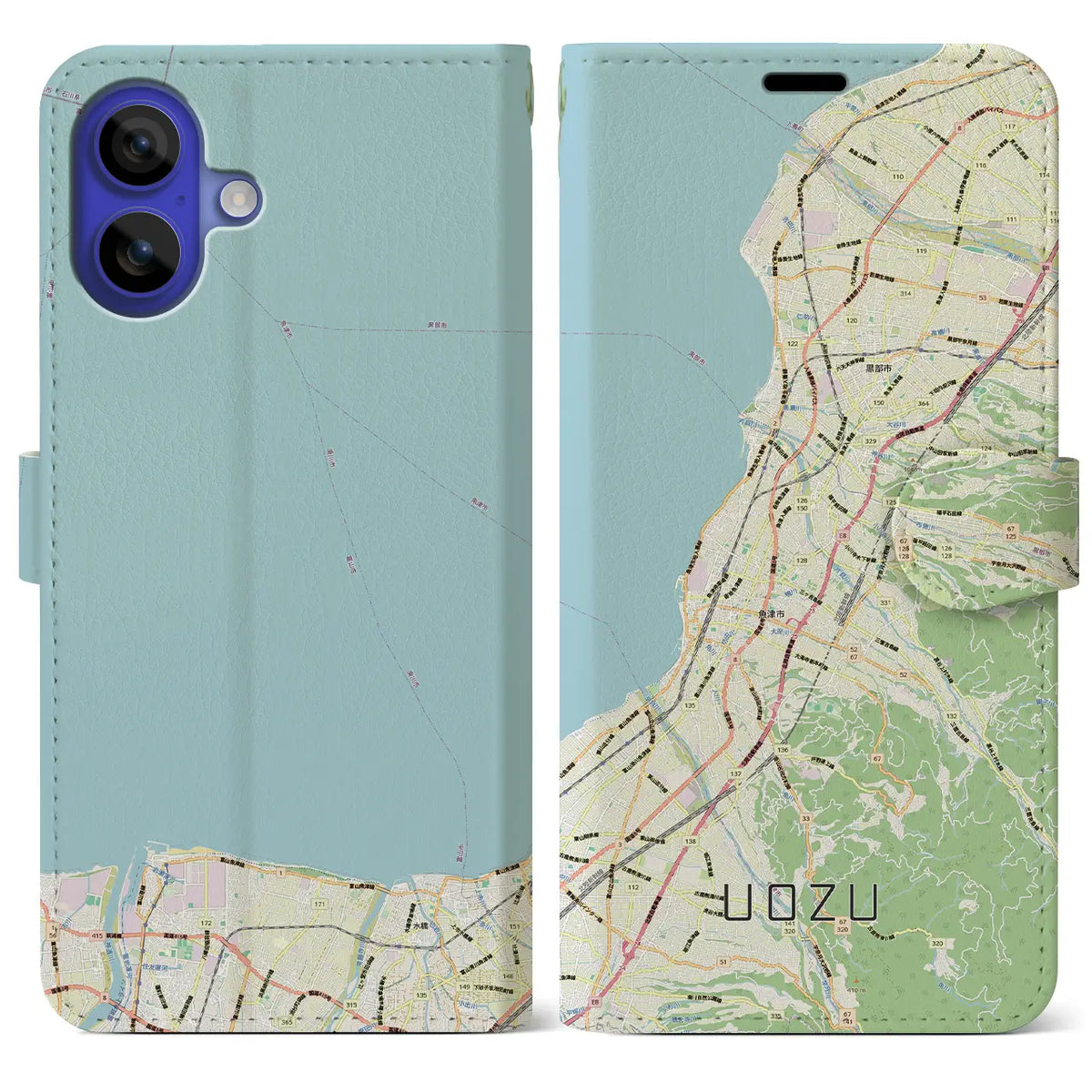 【魚津（富山県）】地図柄iPhoneケース（手帳タイプ）