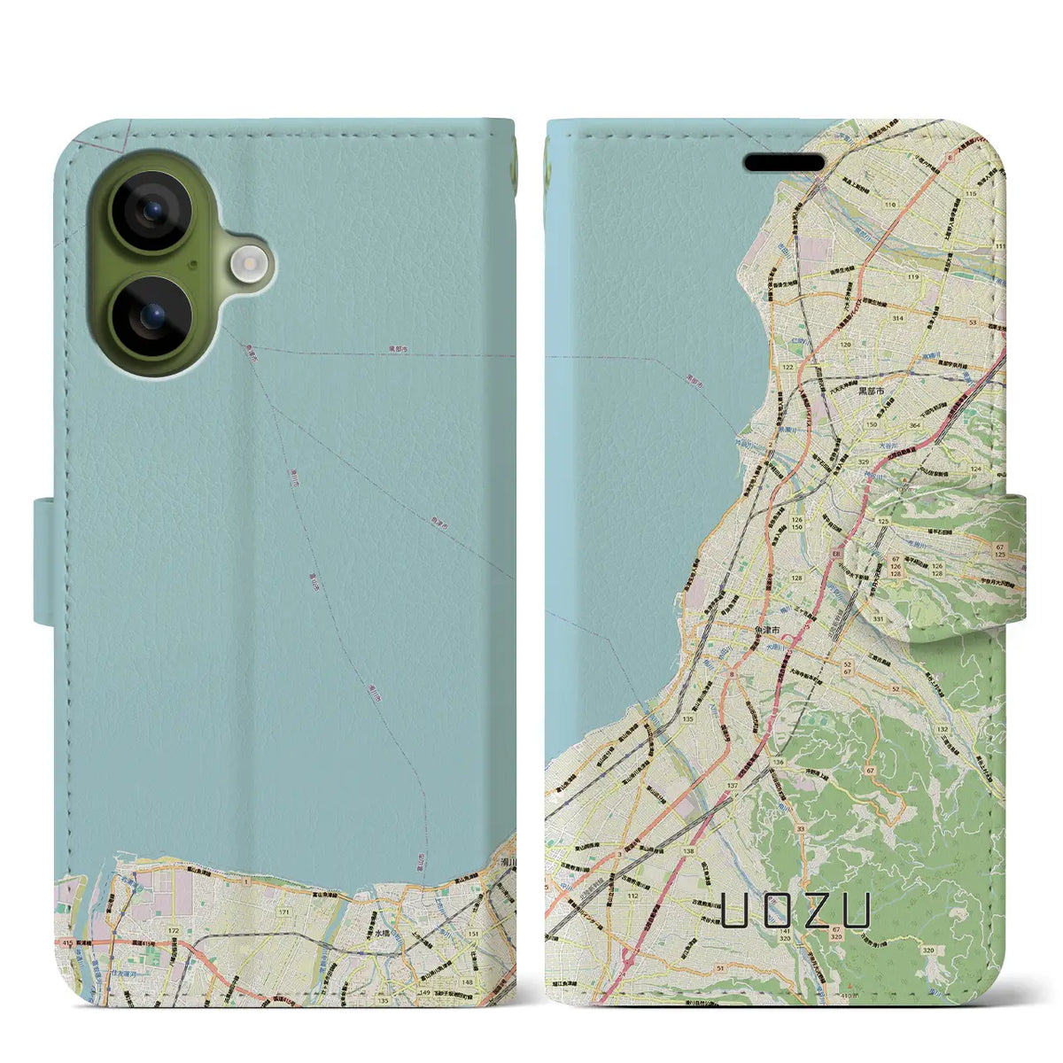 【魚津（富山県）】地図柄iPhoneケース（手帳タイプ）