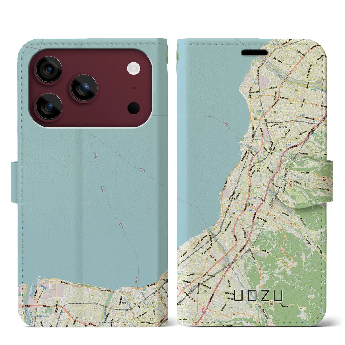 【魚津（富山県）】地図柄iPhoneケース（手帳タイプ）