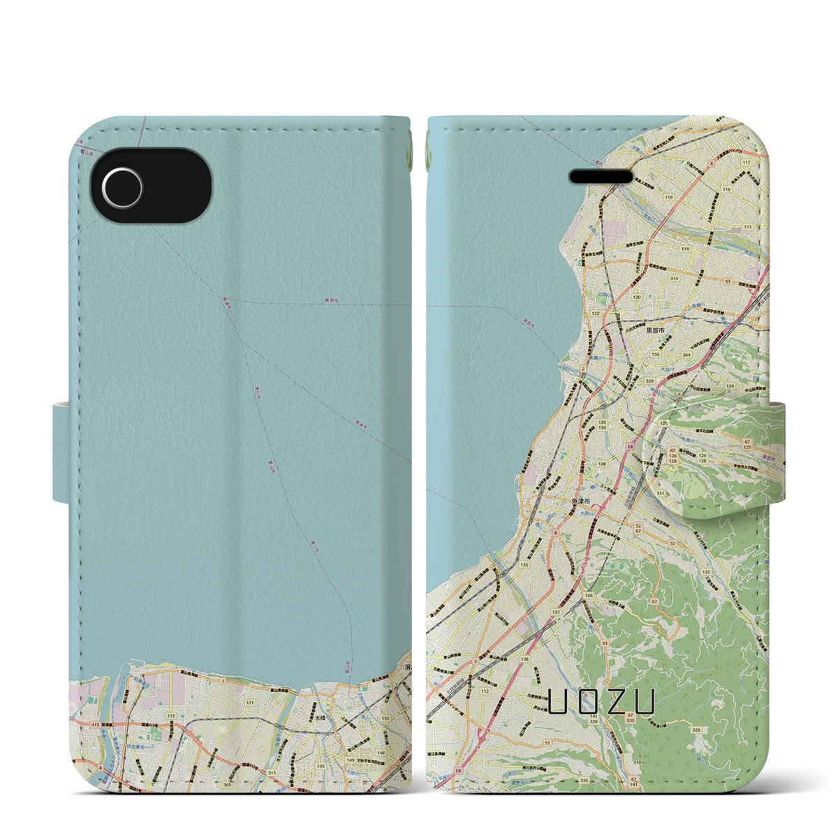 【魚津（富山県）】地図柄iPhoneケース（手帳タイプ）