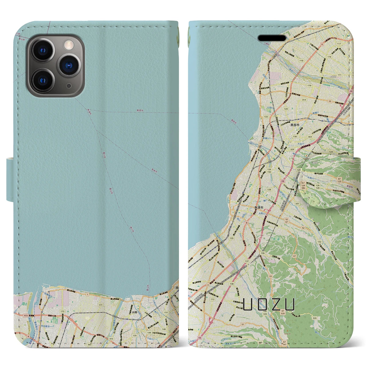 【魚津（富山県）】地図柄iPhoneケース（手帳タイプ）