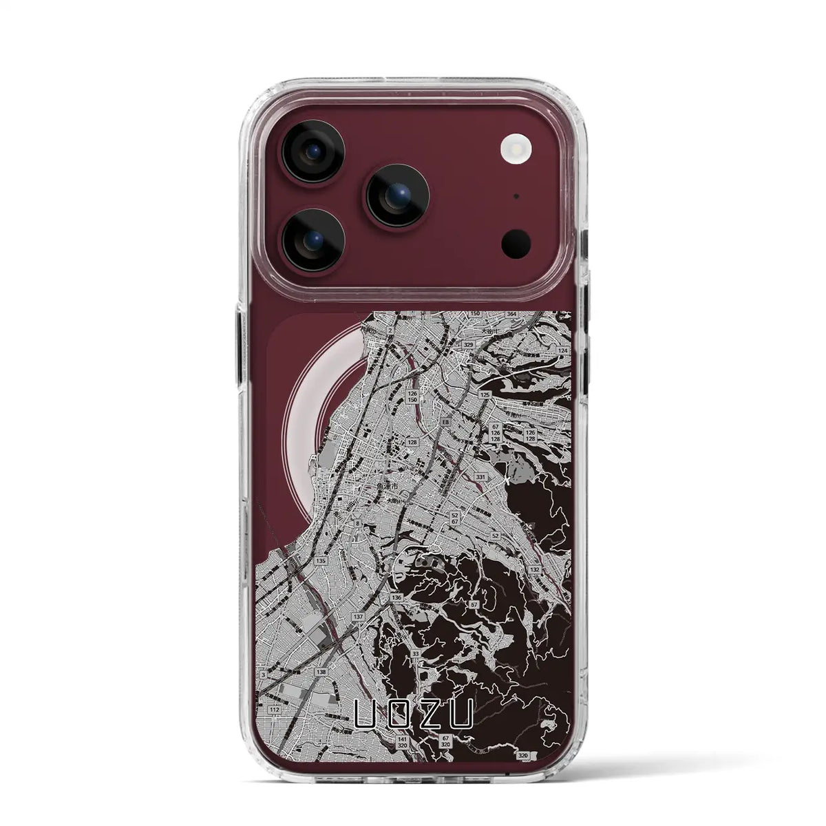 【魚津（富山県）】地図柄iPhoneケース（MagSafeタイプ）モノトーン・iPhone 17 Pro Max 用