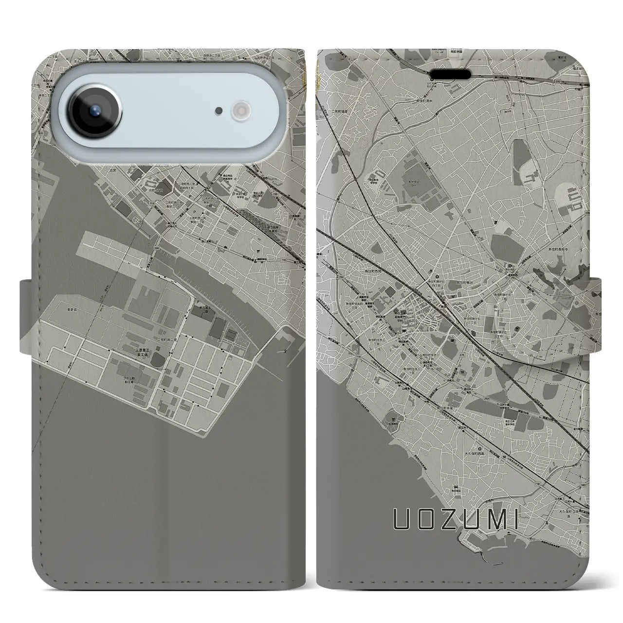 【魚住（兵庫県）】地図柄iPhoneケース（手帳タイプ）