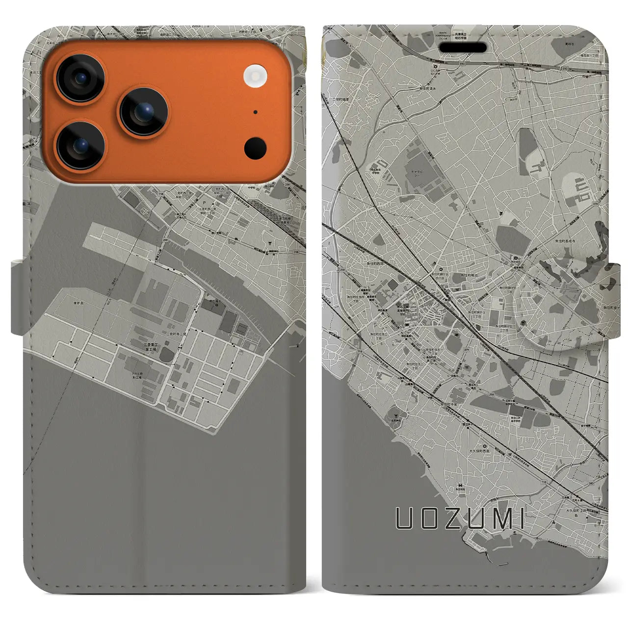 【魚住（兵庫県）】地図柄iPhoneケース（手帳タイプ）