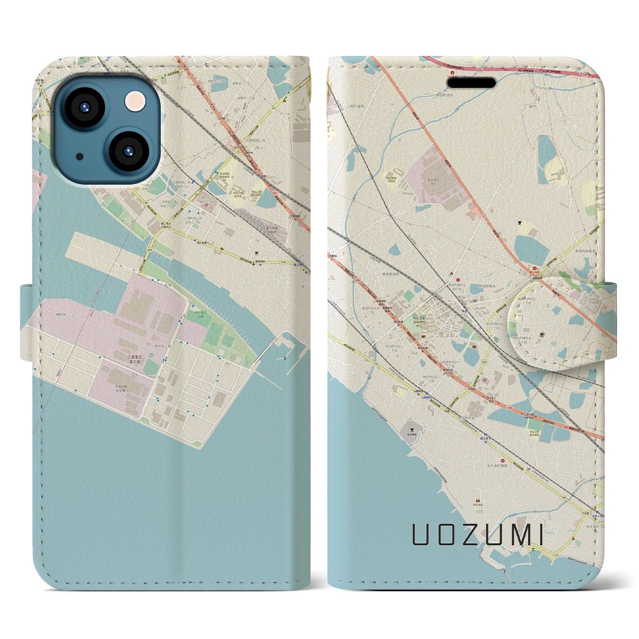 【魚住（兵庫県）】地図柄iPhoneケース（手帳タイプ）