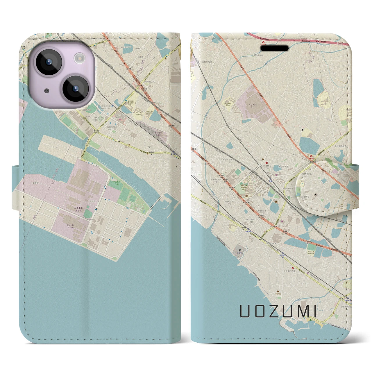 【魚住（兵庫県）】地図柄iPhoneケース（手帳タイプ）