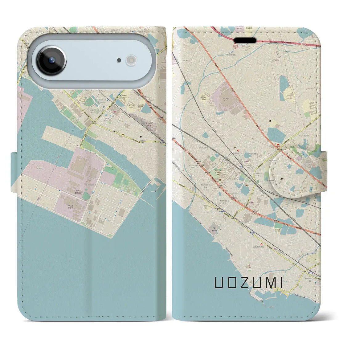 【魚住（兵庫県）】地図柄iPhoneケース（手帳タイプ）ナチュラル・iPhone 17 Pro Max 用