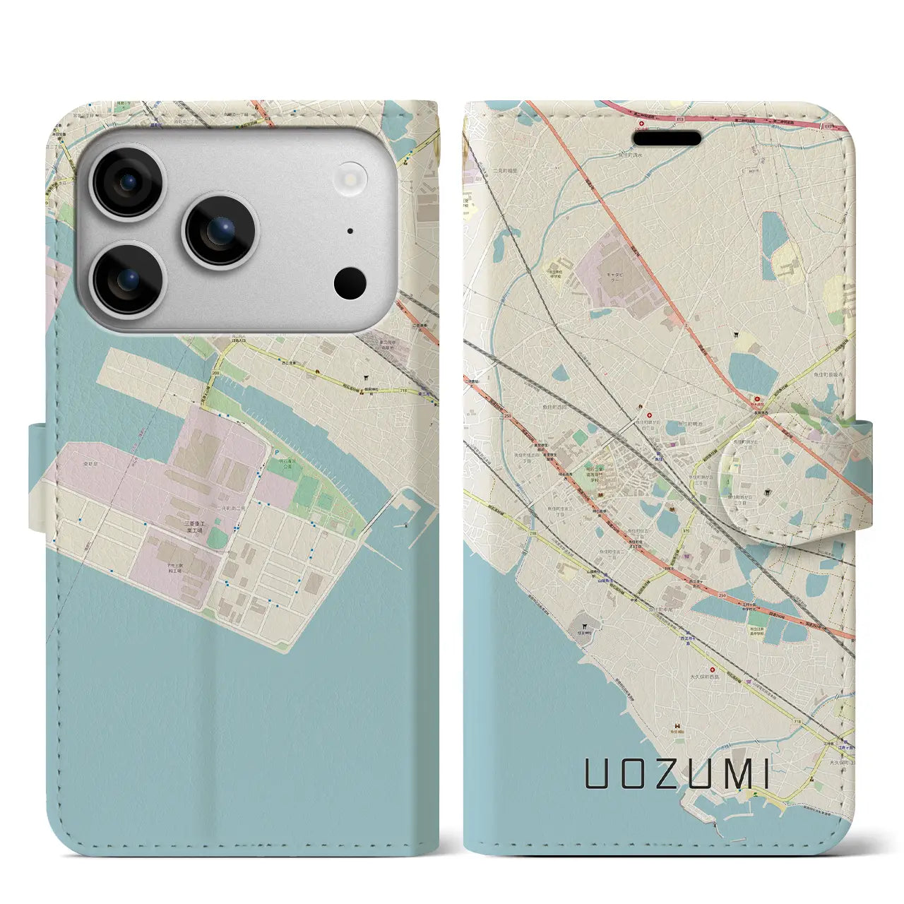 【魚住（兵庫県）】地図柄iPhoneケース（手帳タイプ）