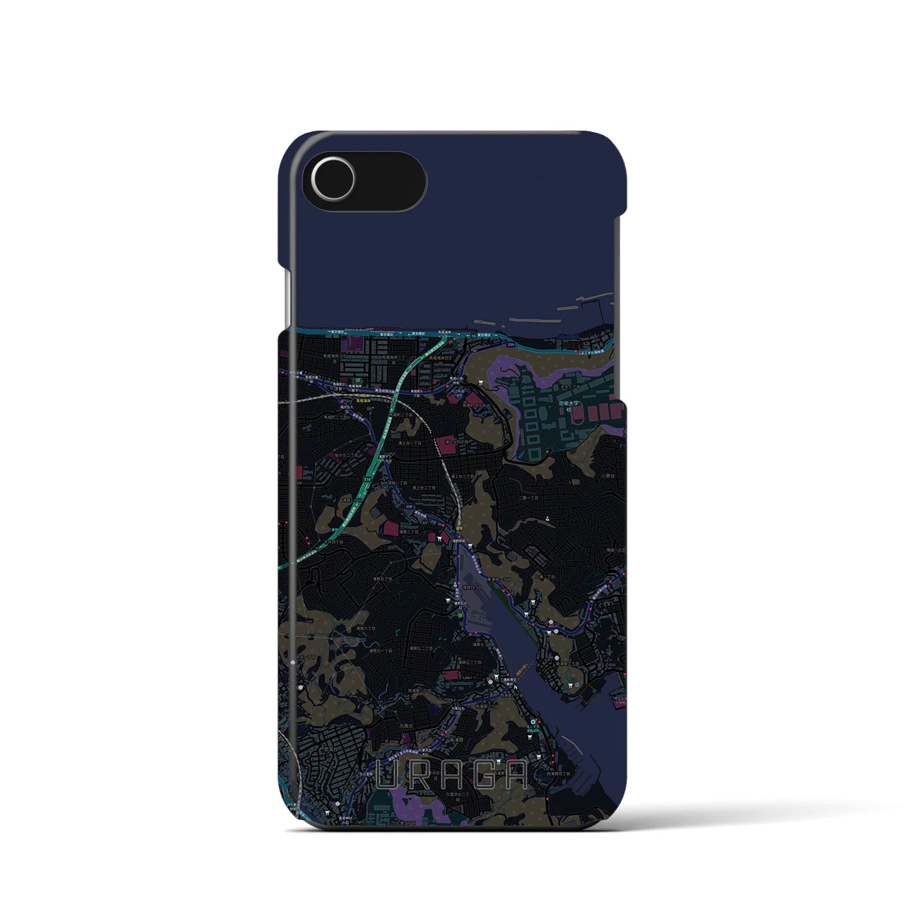 【浦賀（神奈川県）】地図柄iPhoneケース（バックカバータイプ）
