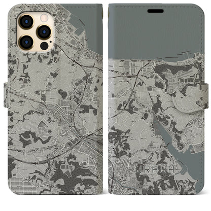【浦賀（神奈川県）】地図柄iPhoneケース（手帳タイプ）モノトーン・iPhone 12 Pro Max 用