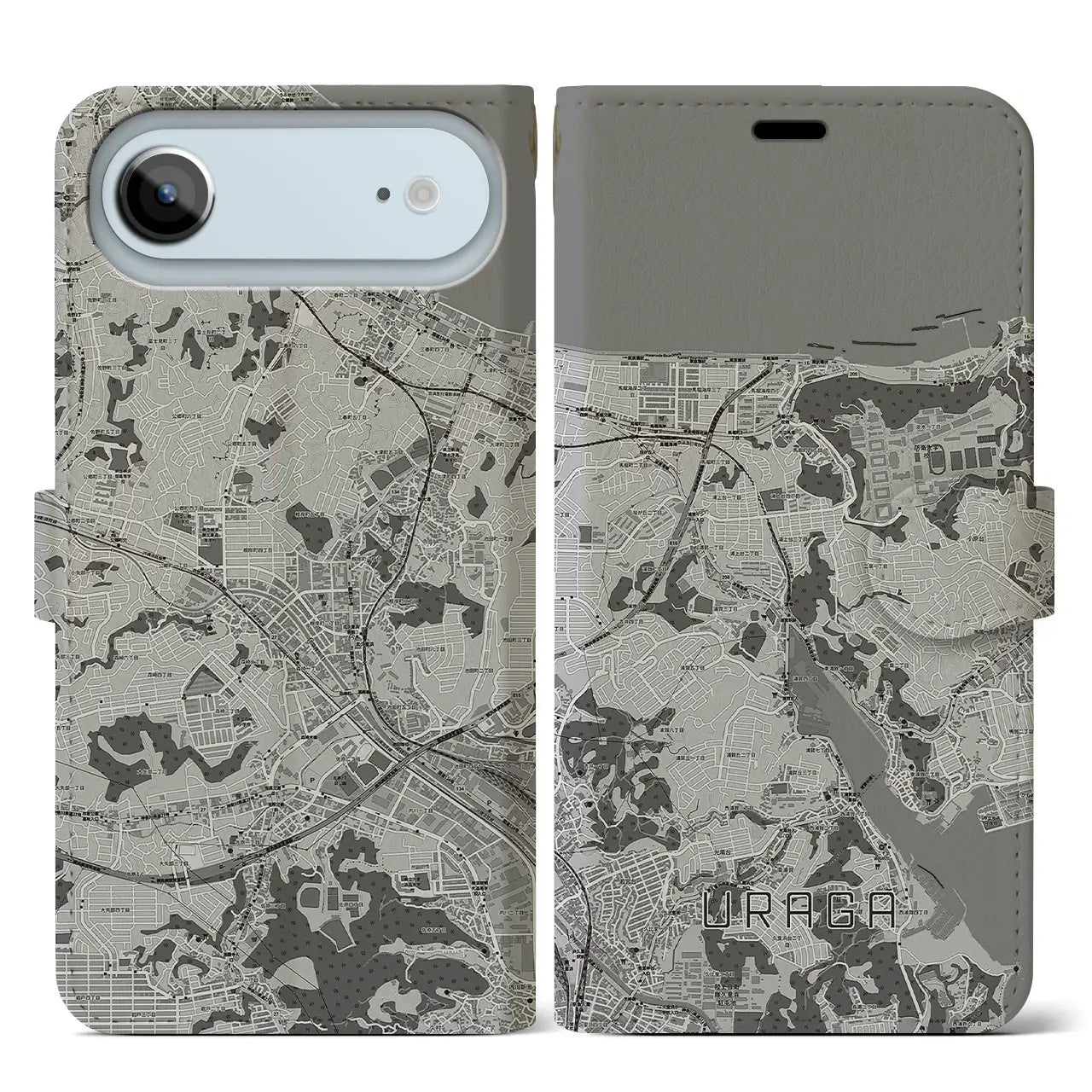 【浦賀（神奈川県）】地図柄iPhoneケース（手帳タイプ）