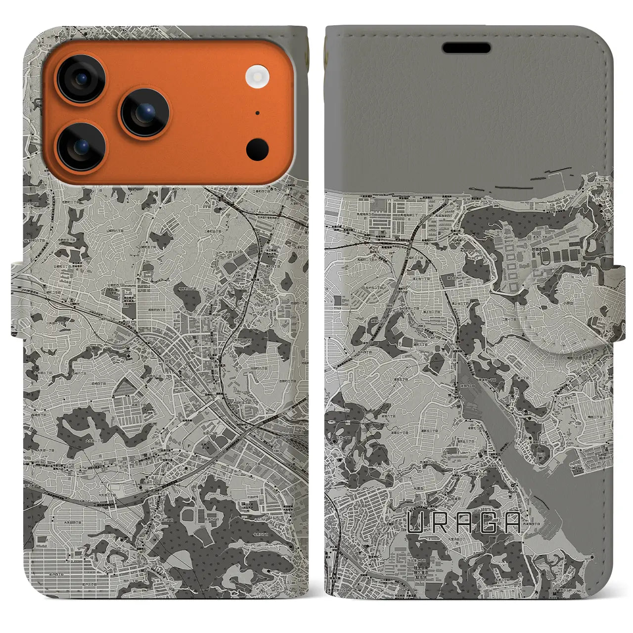 【浦賀（神奈川県）】地図柄iPhoneケース（手帳タイプ）