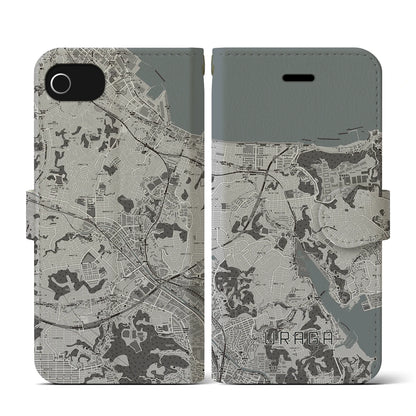 【浦賀（神奈川県）】地図柄iPhoneケース（手帳タイプ）モノトーン・iPhone SE（第3 / 第2世代） / 8 / 7 / 6s / 6 用