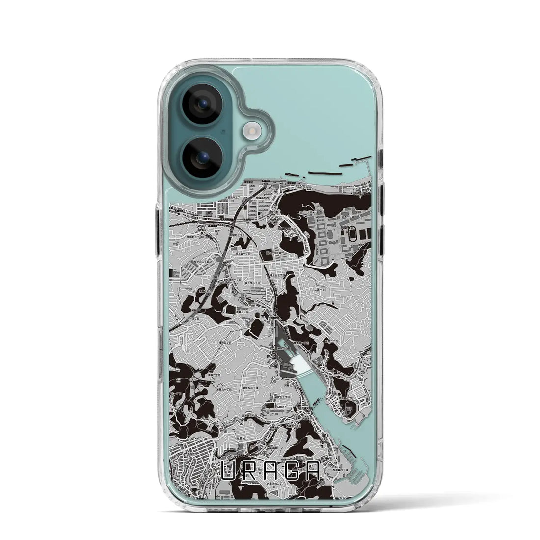 【浦賀（神奈川県）】地図柄iPhoneケース（MagSafeタイプ）モノトーン・iPhone 16 Pro 用