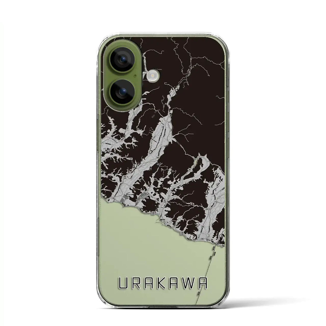 【浦河（北海道）】地図柄iPhoneケース（クリアタイプ）モノトーン・iPhone 17 Pro Max 用