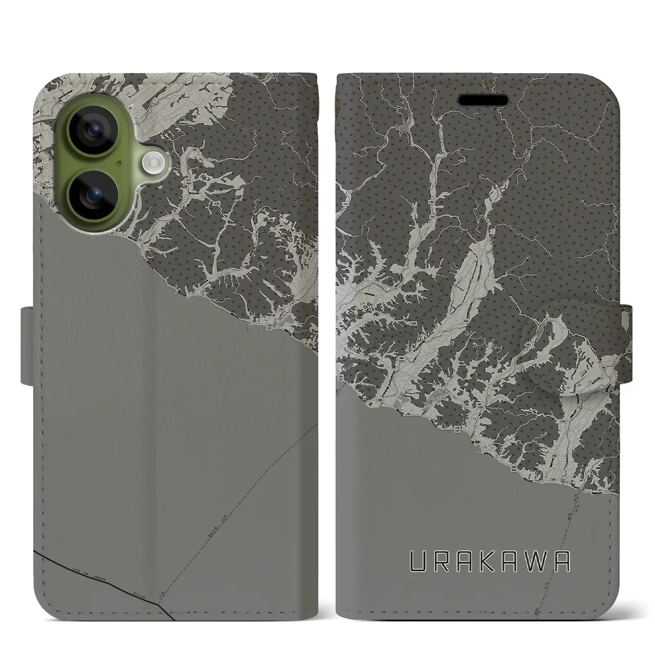 【浦河（北海道）】地図柄iPhoneケース（手帳タイプ）