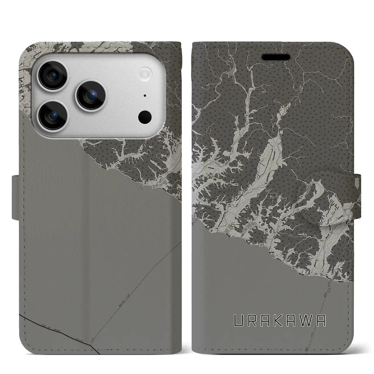 【浦河（北海道）】地図柄iPhoneケース（手帳タイプ）