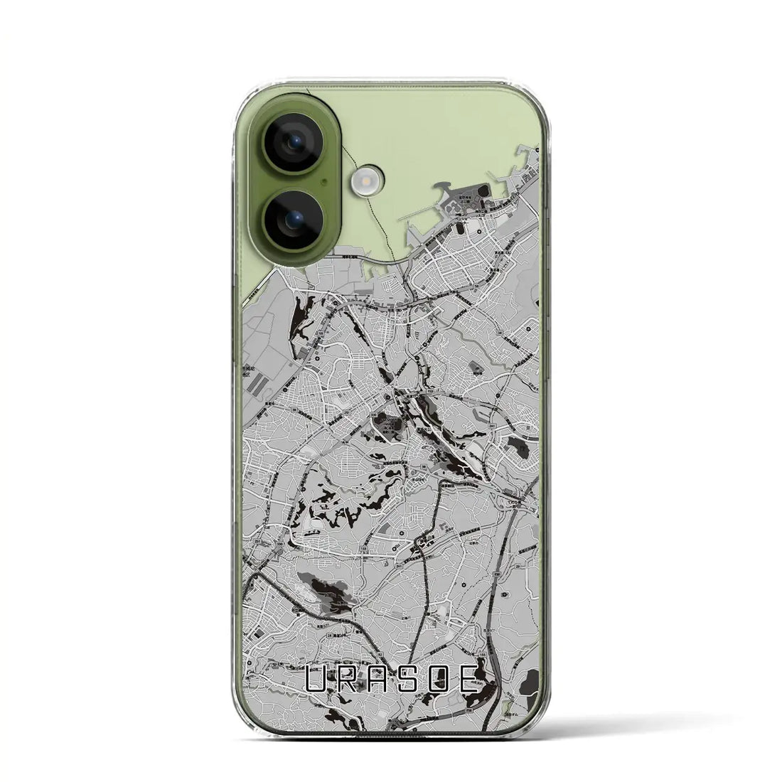 【浦添（沖縄県）】地図柄iPhoneケース（クリアタイプ）モノトーン・iPhone 17 Pro Max 用